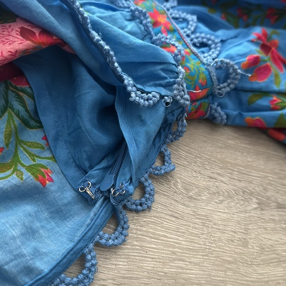 Farm Rio Women’s Blue Tropical Midi Layered Tiered Tapestry Dress Medium NWT - Picture 13 of 16